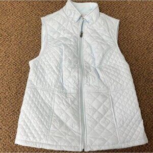 Womens Winter Quilted Vest Small Blue Sleeveless Woven Croft & Barrow